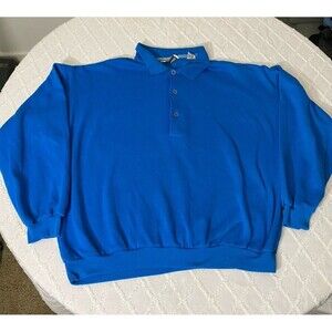 Vintage Expressions Blue Long Sleeve Collared Sweater 1/4 Button Up Men’s Size L